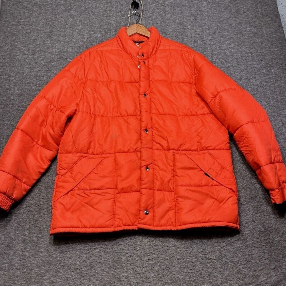 JC Penney Vintage 70s Puffer Ski Jacket Coat Sz Xl Men Red Retro 80s Warm